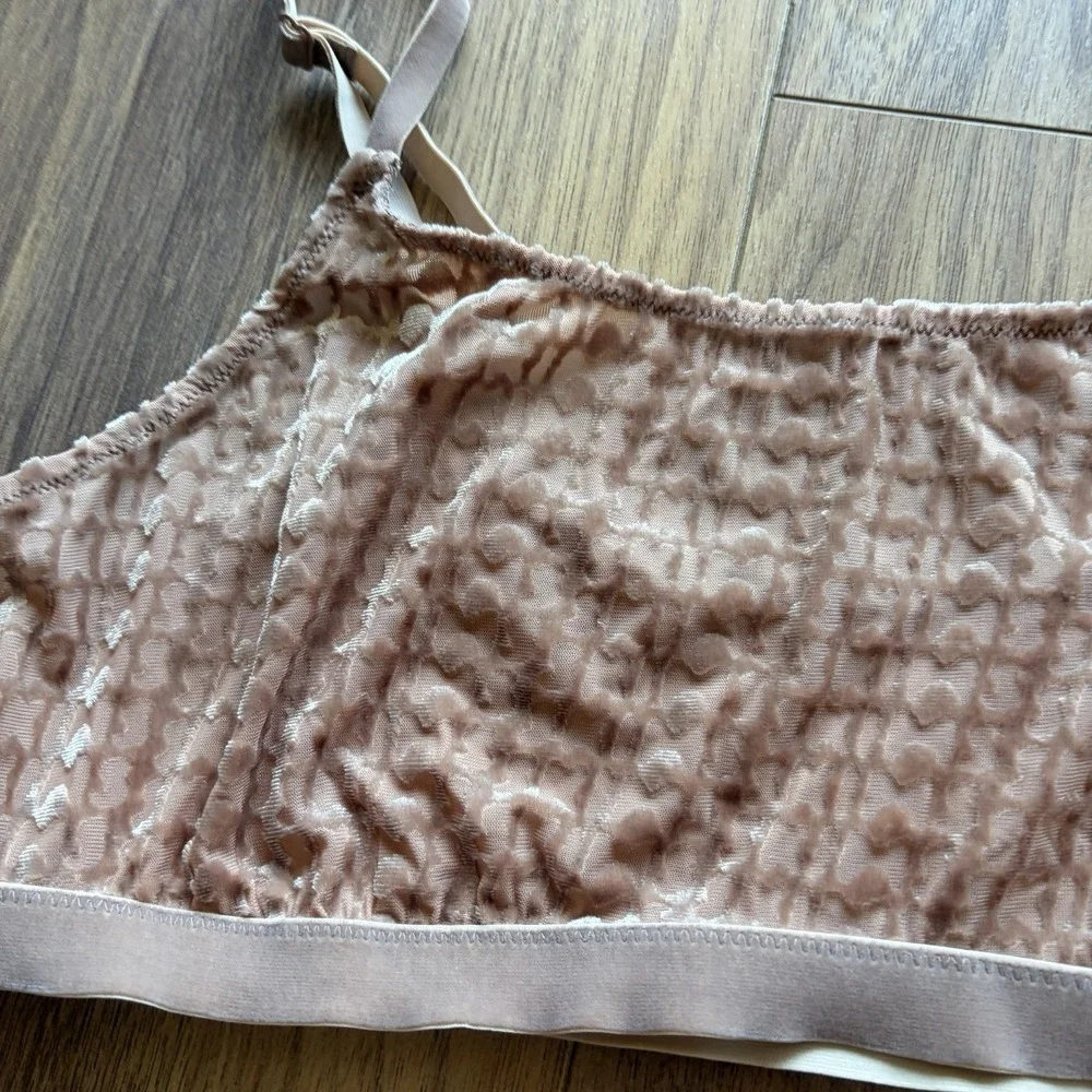 SKIMS Velvet Logo Scoop Bralette Chai Women's X Large - Picture 3 of 5